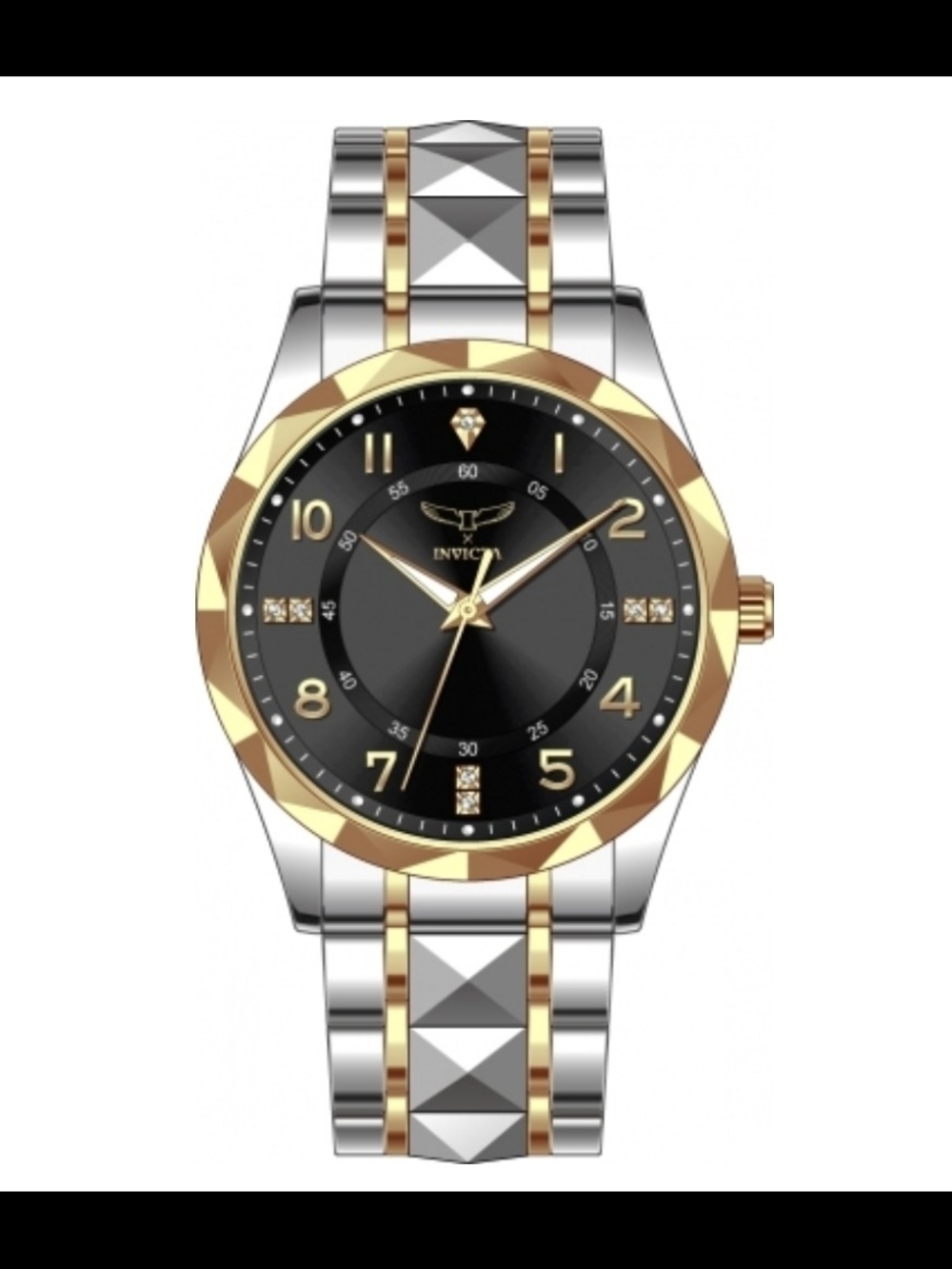 Invicta Two-Tone Gold & Silver Black Dial Watch 69024 41mm